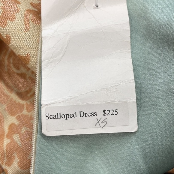 Foat Design NWT Cream Orange Metallic Linen Sleeveless Scalloped Hem Dress - Picture 8 of 9